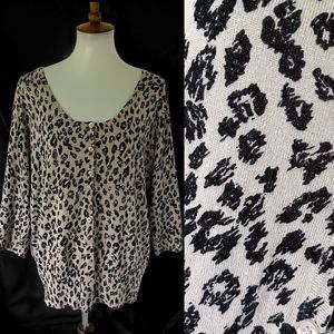 Maurices Women's 1 16/18 Leopard Scoopneck Cardigan Sweater Rayon 3/4 Sleeve